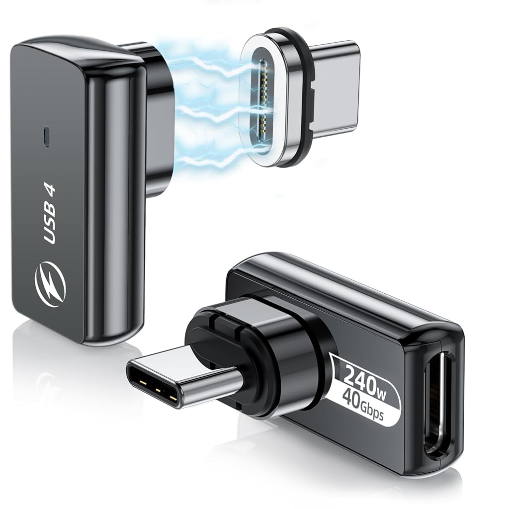 ZORBES® USB C 4.0 Adapter, Right Angle Magnetic USB C Adapter Supports PD 240W 40Gbps Adapter & 8K@60Hz Video Display PD24Pin Zinc Alloy USB C Adapter for Thunderboard 4/3 MacBook Pro/Air ZORBES® USB C 4.0 Adapter, Right Angle Magnetic USB C Adapter Supports PD 240W 40Gbps Adapter & 8K@60Hz Video Display PD24Pin Zinc Alloy USB C Adapter for Thunderboard 4/3 MacBook Pro/Air